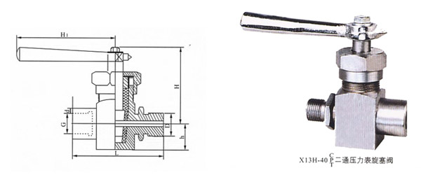 三通壓力表旋塞閥結(jié)構(gòu)圖 三通壓力表旋塞閥結(jié)構(gòu)圖